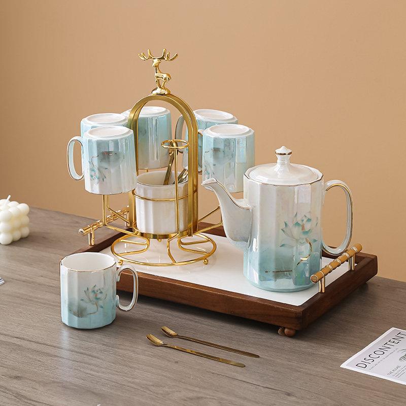 中式茶具套装轻奢水具乔迁家用客厅杯具水杯高档陶瓷杯子结婚水壶