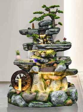 大型招假山流水喷泉水景池摆件室内UEY庭院玄鱼公司财树脂造景关