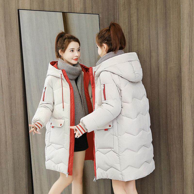 连帽羽绒棉服棉衣女中长款韩版宽松2025年秋冬新款加厚面包服外套