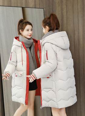 连帽羽绒棉服棉衣女中长款韩版宽松2025年秋冬新款加厚面包服外套