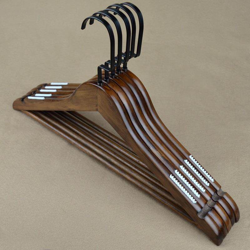 复古实架木衣架成防人衣撑裤架服装木质衣酒店滑店EAB无痕木士通