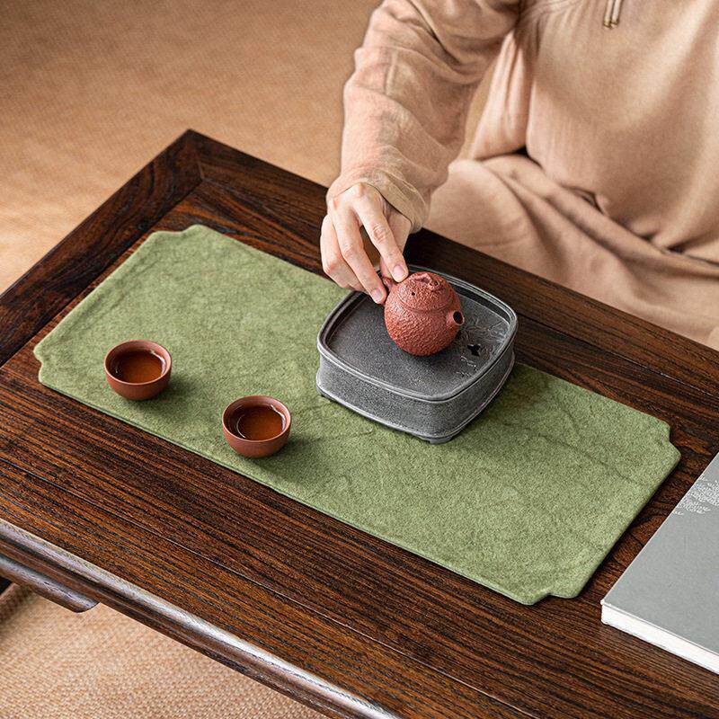 染料帆布茶垫防水干泡垫棉麻禅布茶垫双面桌旗家用