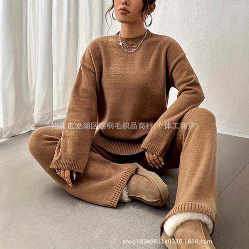 Plus Size Two-Piece Set Solid Mock Neck Drop Shoulder,