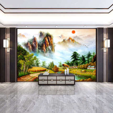 2024新款客厅主卧室房间高级感壁画3d立体背景墙餐厅轻奢自粘壁纸