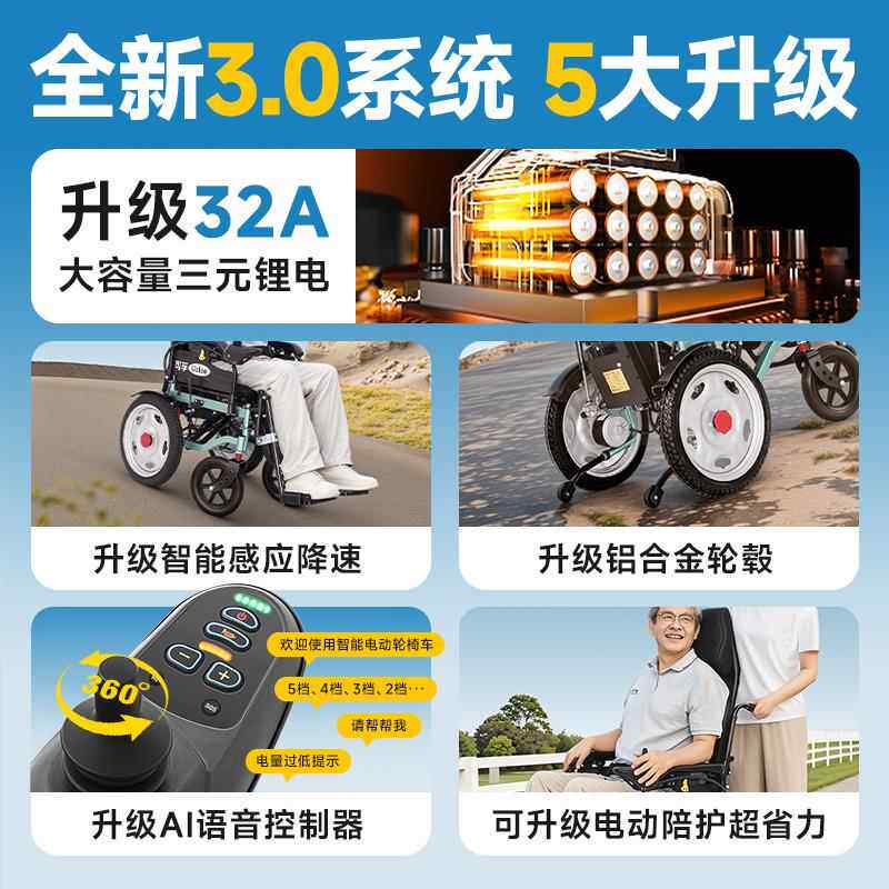 可孚电动轮椅智能全自动老人身心障碍人士老年人专用成人滑板车轻