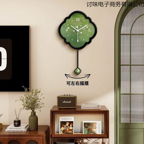 挂墙静音【艺术挂钟】中古风绿色飞鸟客厅挂钟餐厅时钟