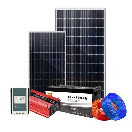 太阳能光伏发电系统小型300-1200W家用户外养殖照明12V蓄电池供电