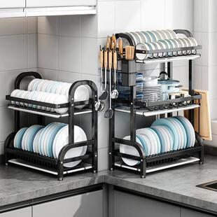 Dish drying rack for plates, bowls, and utensils; countertop