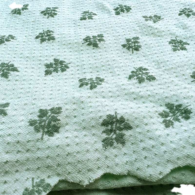 艾草印花纤维面料  功能性面料 里布 人棉汗布40支莫代尔 打孔棉
