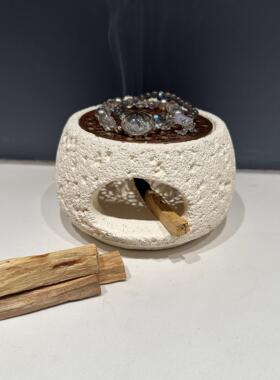 水晶手串净化 消磁炉子 秘鲁圣木 白鼠尾草雪松北美圣草座