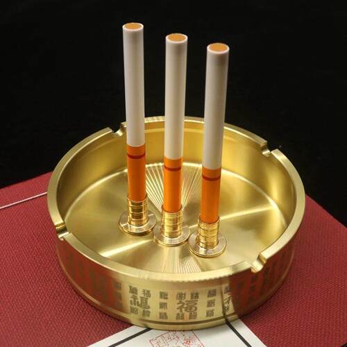仙家用品黄铜供奉烟插全套插烟器插烟底座插烟香仙堂供奉纯铜底座