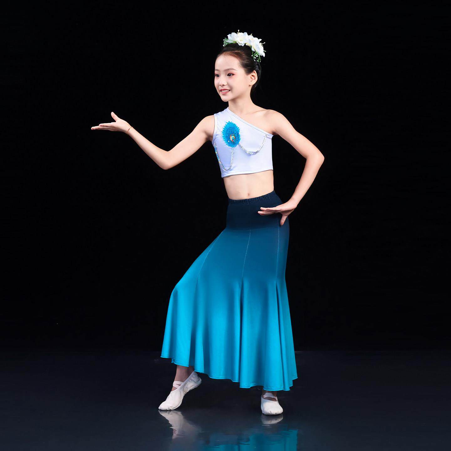 小兰花奖雨竹林演出服儿童傣族舞蹈服装成人孔雀舞鱼尾裙子民族舞