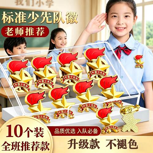 队徽少先队员磁吸式小学生专用安全别针式强磁铁扣中国队徽纯棉红领巾徽章先锋队集体校徽
