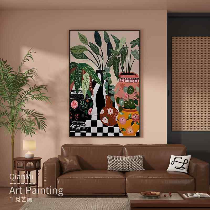 简约现代入户玄关装饰画轻奢绿植花瓶客厅沙发背景墙挂画餐厅壁画,家居饰品,现代装饰画,淘宝优惠券,粉丝福利购,淘宝优惠卷