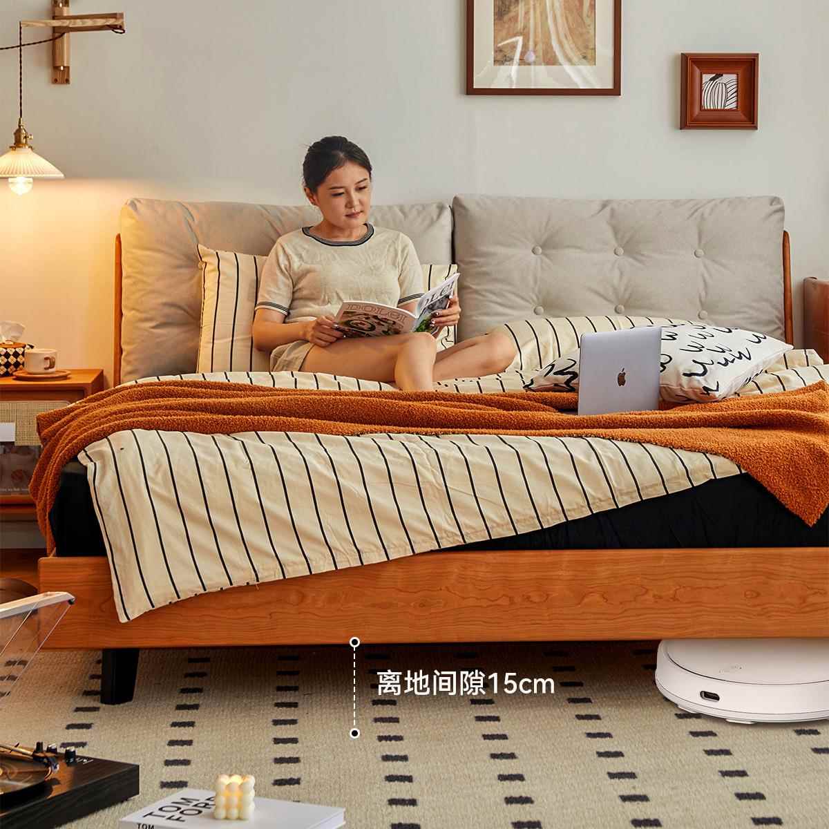 古风双床卧人床高端新中式樱RMD桃木大气家用主中床全实木床夹心