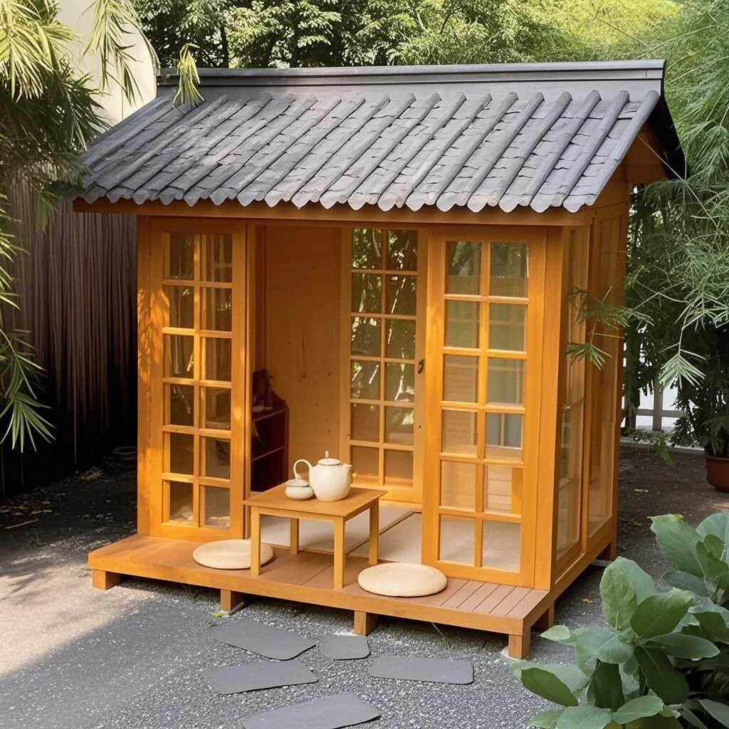 防腐木户外网红茶室新中国风院落古色古香小屋民宿移动木屋