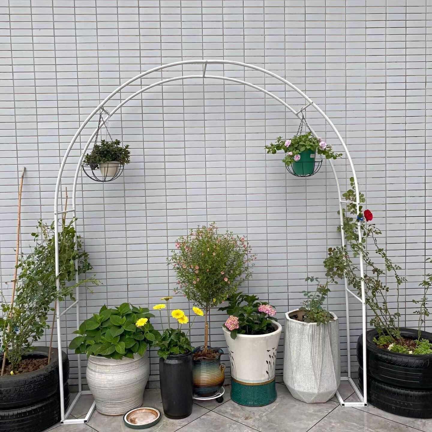 铁艺拱门花架户外庭院花园爬藤架子月季植物支伸缩杆阳台装饰弧形