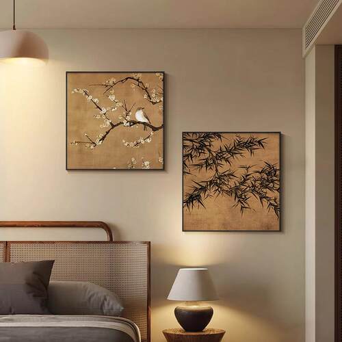 宋氏美学客厅花鸟装饰画 画入户玄关饭厅墙壁画 画卧室背景墙方形