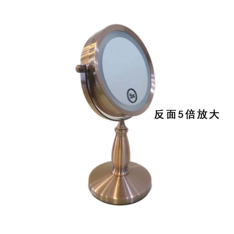 镜倍台面带梳妆镜镜子放大复古led双面镜台式5灯镜子美容欧式化妆