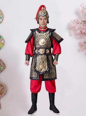 正品装盔甲男古代服将士兵小兵服小古将装将士服装舞台演出服军装