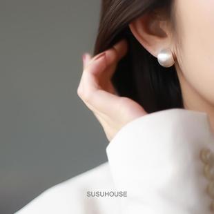 高級感拉絲圓球耳夾蚊香盤無耳洞女銀色耳環(huán)清冷風(fēng)無痛耳飾設(shè)計(jì)感