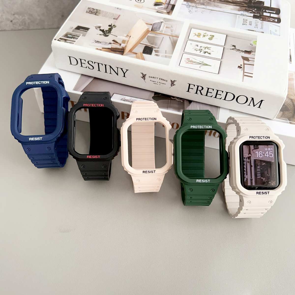 适用苹果手表表带apple iwatchse87654321一体磁性表带腕带
