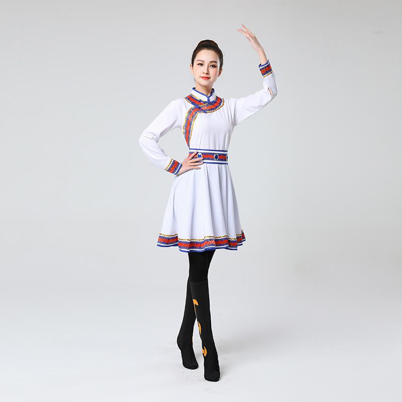 正品蒙古舞蹈服装女成少数民族风舞广藏人场蹈蒙古族表演出服短款
