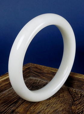 圈口61mm新疆和田玉羊脂白玉九五于田料高油高脂猫眼手镯60.40g