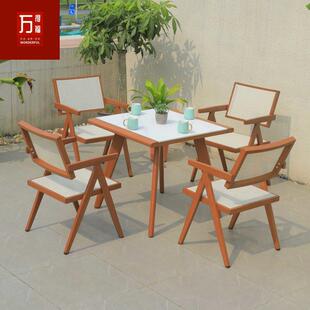 户外花园桌椅复古咖啡厅奶茶店餐桌椅室外庭院中古风压布桌椅组合