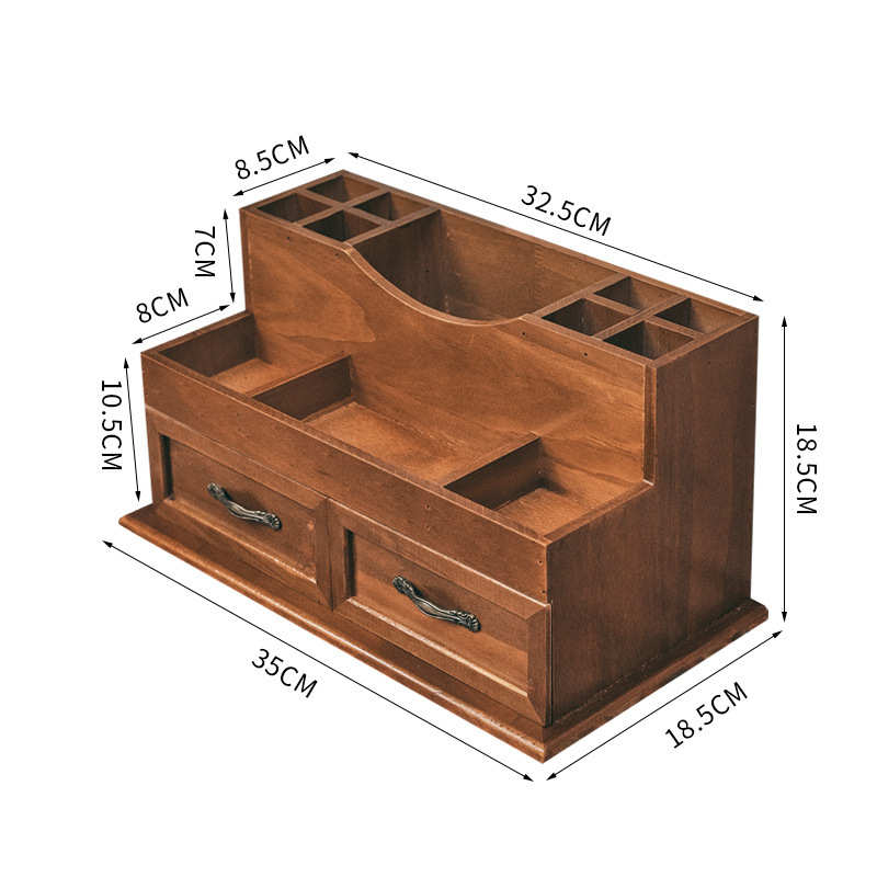 木质复松木桌上古风桌面大容量置物收纳盒架防尘家用小柜子