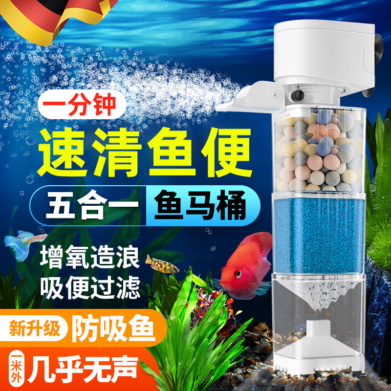 德国鱼缸过滤制氧一体机小型客厅超静音免换水净水循环三合一气泵