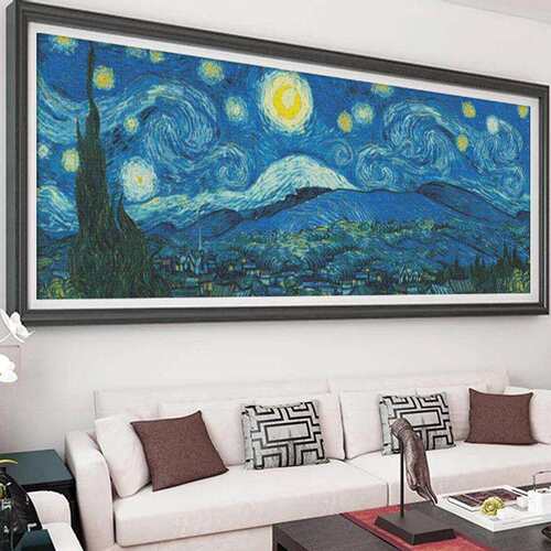 厂家2019新款十字绣星夜全景欧美装饰画小件风景自己线绣