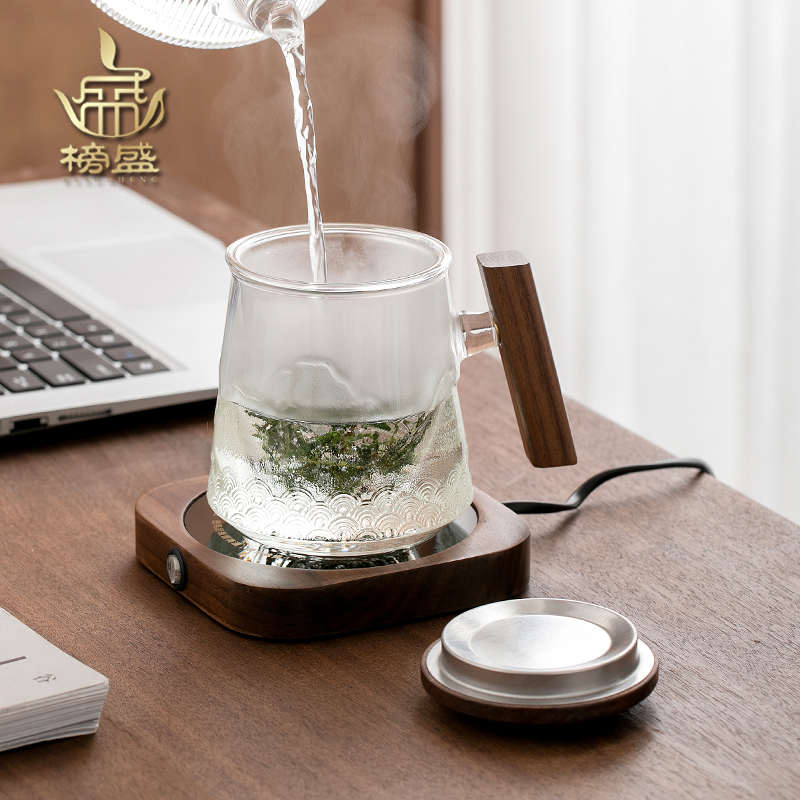 玻璃茶杯耐热茶水分离泡茶杯带盖大容量过滤小花茶杯带把办公杯子