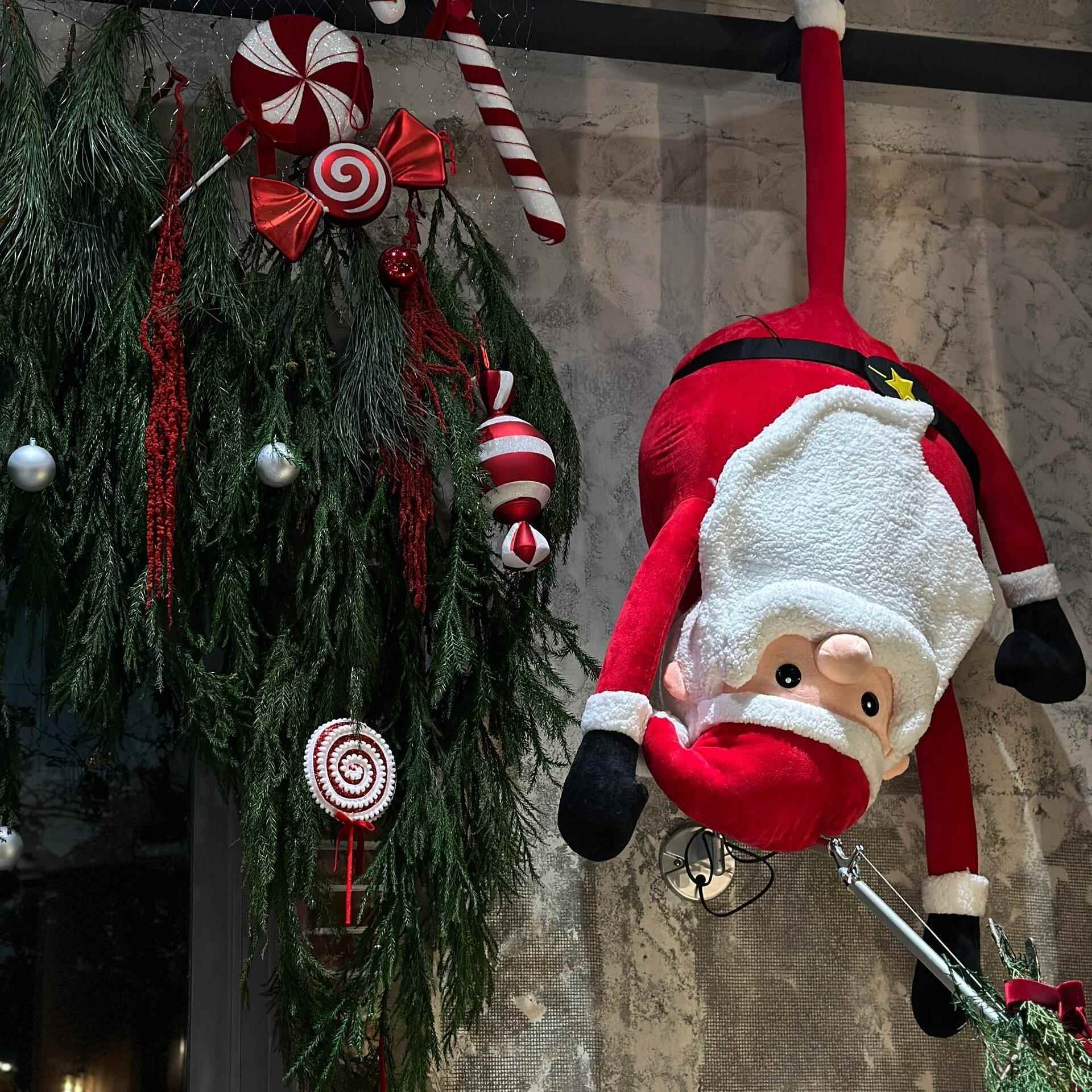 长腿圣诞老人摆件圣诞节装饰品挂件店铺桌子橱窗氛围场景节日布置
