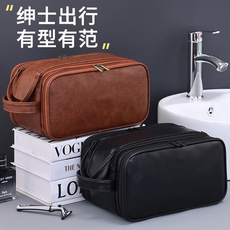 跨境新款男士化妆包欧美大容量防水便携旅行pu洗漱包多功能收纳包