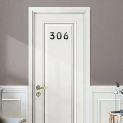 1pc Self-adhesive Acrylic 3D Numeral Plate Label Hotel Home