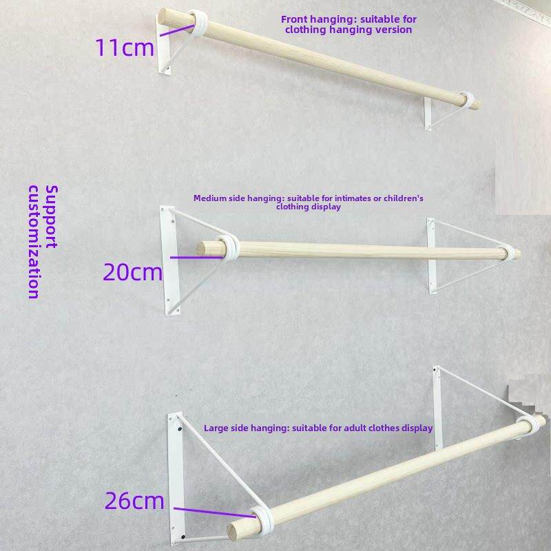 服装店展示架货架上墙挂衣杆童装女装店展架实木原木正挂侧挂壁挂