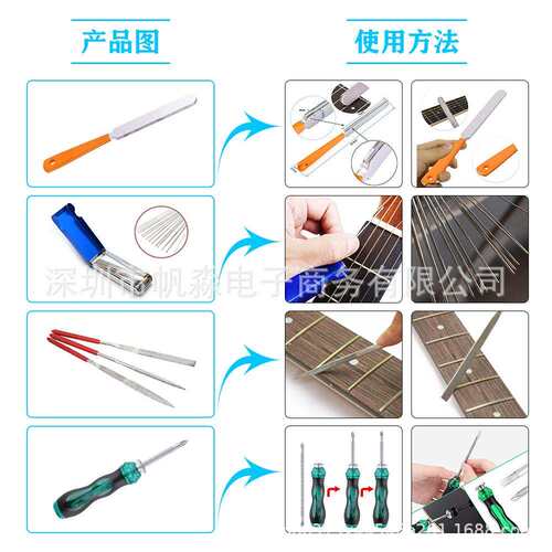 吉他维修配件护理工具套装 木吉他卷弦打磨锉 25件套