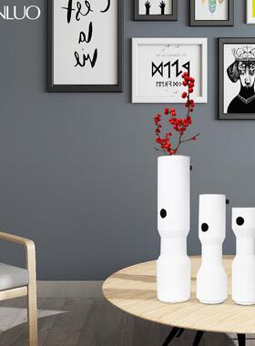 现代简约黑白树脂干花花瓶橱窗电视柜样板间售楼处干花树脂插花器