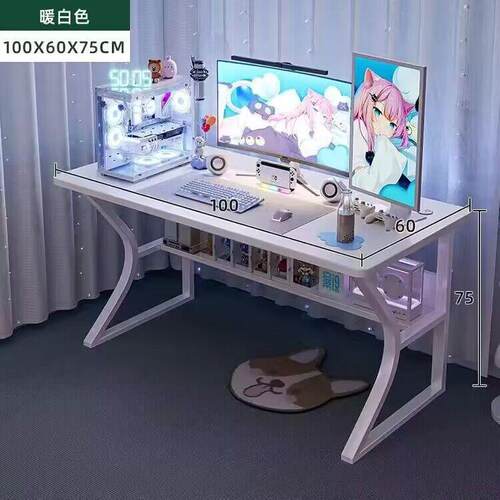 椅白色FCS海景房电竞桌子电易脑桌台式家用办公桌套装简卧室书桌