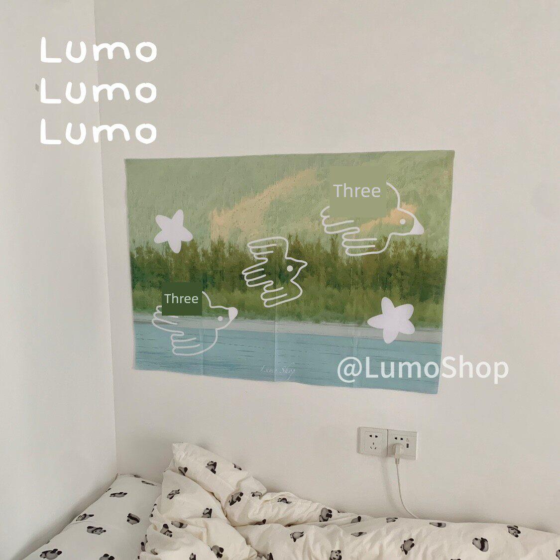 Lumo原创山野小鸟手绘挂布背景布装饰门帘绒布氛围感营造卧室客厅