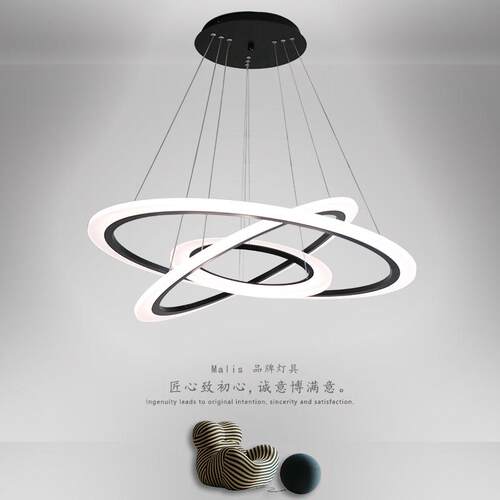 简约现代三圈环形圆饭厅吊灯北欧客厅大气个性家用主卧室灯具轻奢