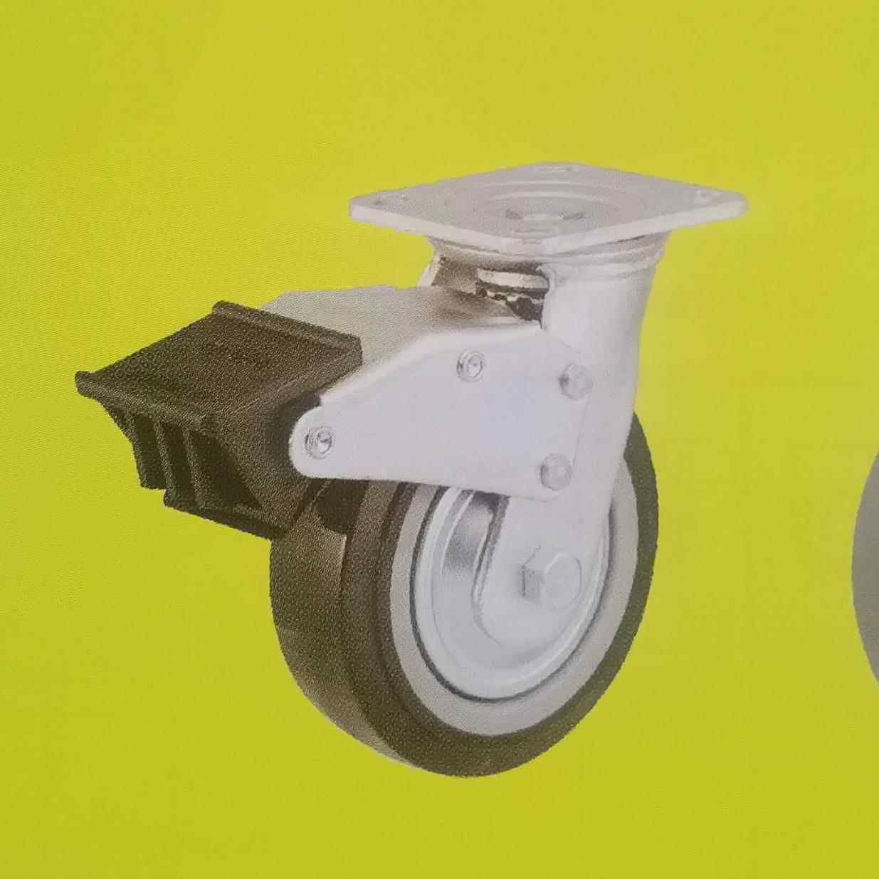 环球脚轮4寸重型黑色双刹脚轮