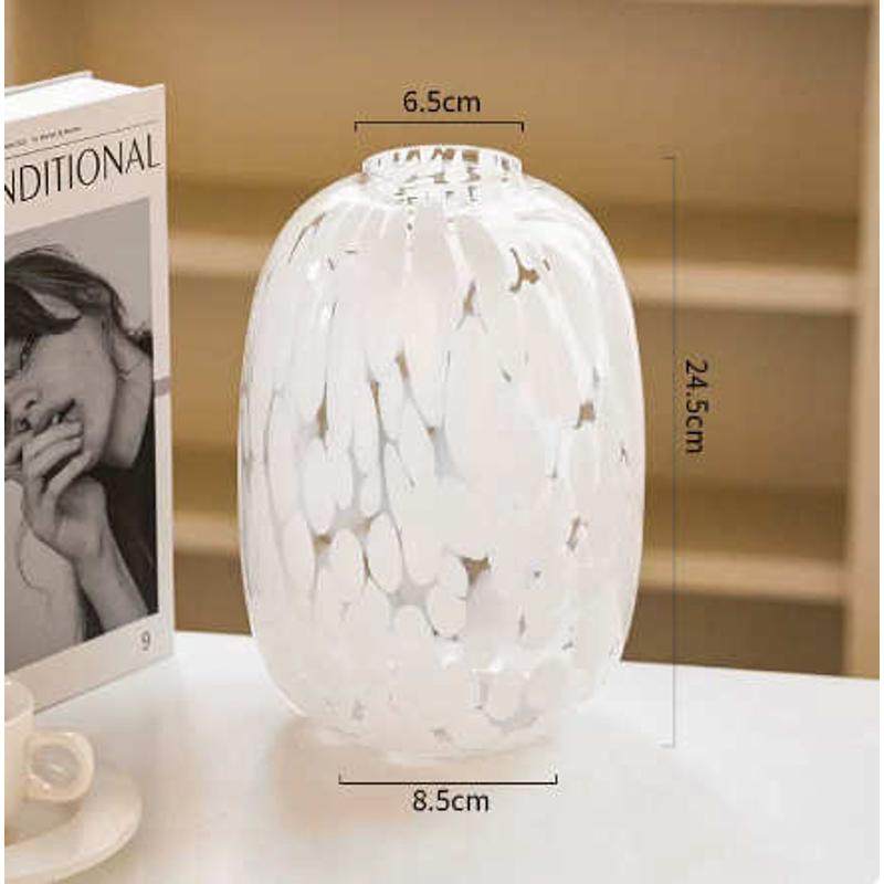 花瓶小口马批发吊钟落地插花大肚醉圆形木套料水培玻璃 雪柳摆件