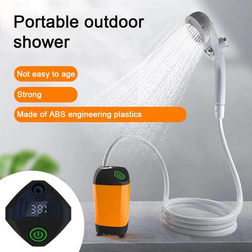 Outdoor Camping Shower IPX7 Waterproof Orange with Digital D