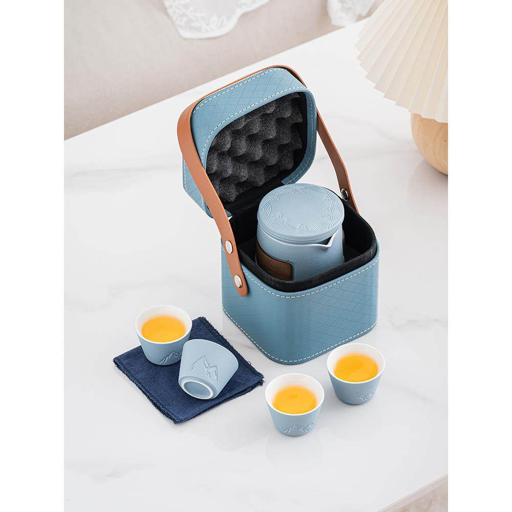 陶瓷旅行茶具便携式快客杯户外简约随身包套装户外功夫茶杯泡茶壶,餐饮具,旅行茶具,淘宝优惠券,粉丝福利购,淘宝优惠卷