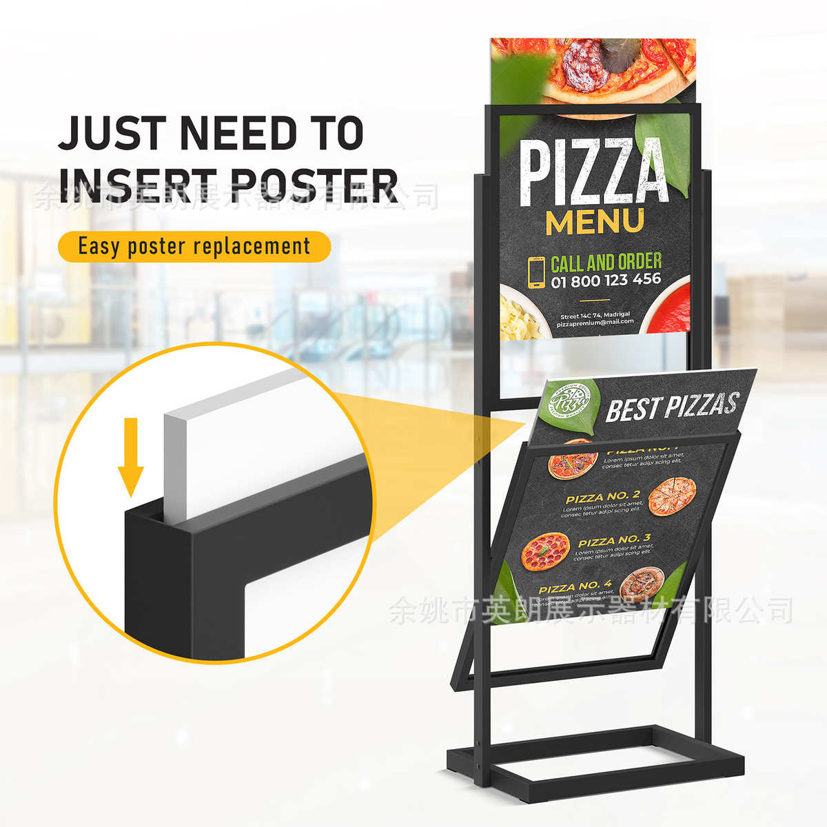 展示架广告牌单双面铁质海报架立式落地kt板户外防风