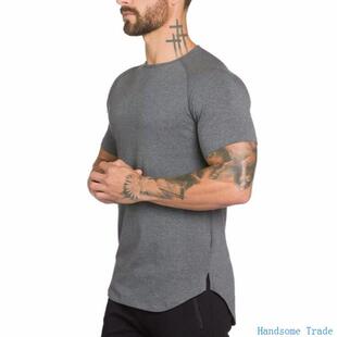 man crossfit 长款 gym 透 健身男士 tshirt shirt纯色空白款 men