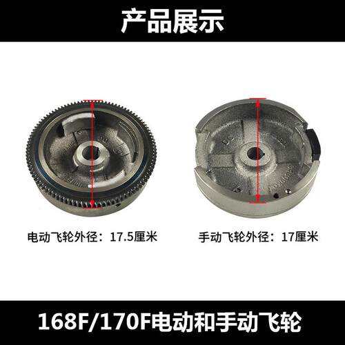 汽油发电机配件2-8千瓦磁飞轮微耕机168/170F/188/190F电启动飞轮