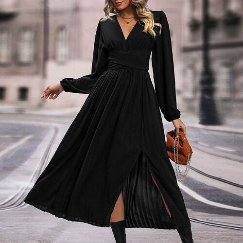 Women's long sleeved mid length dress